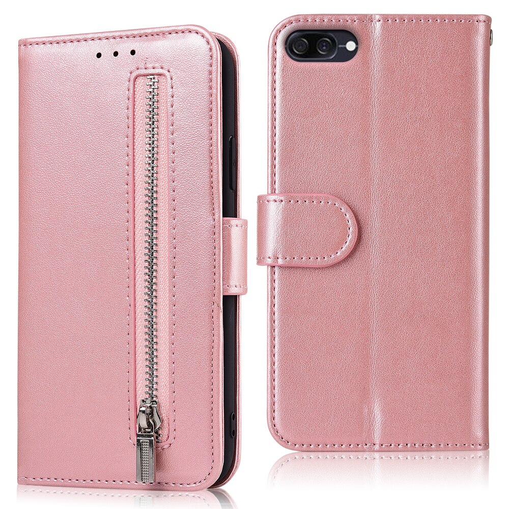 For On ASUS ZenFone 4 Max ZC520KL Capa Zipper Luxury Flip Wallet Leather Case For ASUS ZenFone 4 Max ZC520KL Cover: 61zipper--Pink