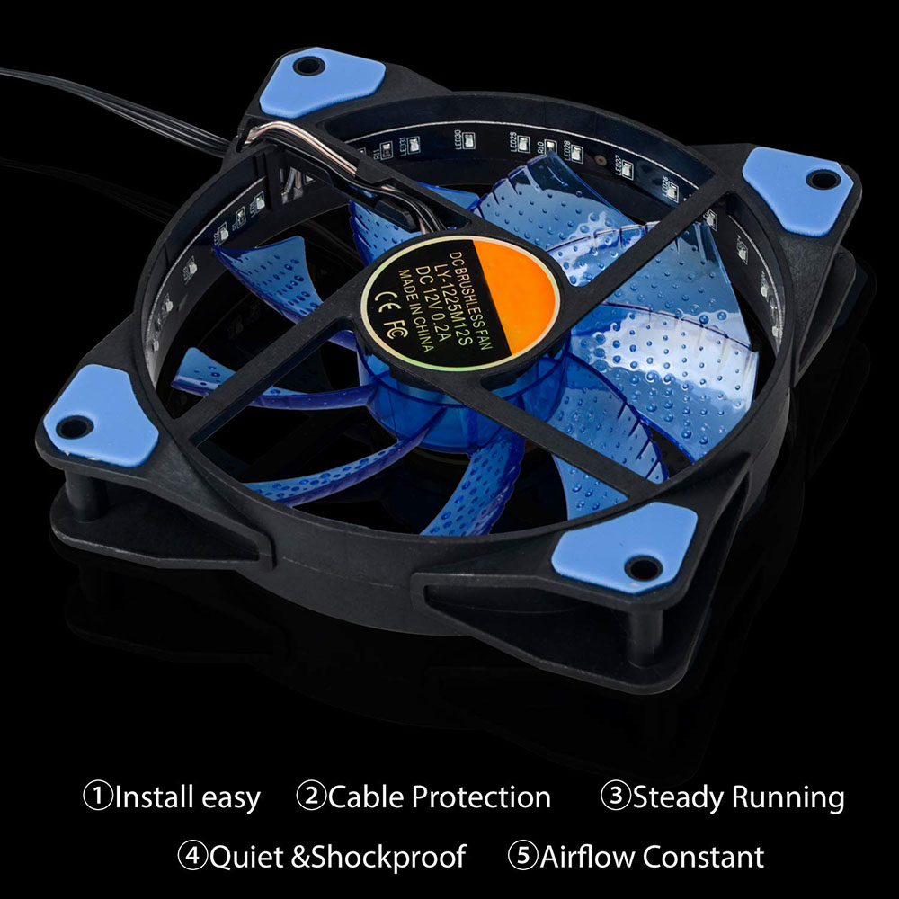 1Stck PC Computer Fall Fan 120mm 33 LED Leise Lüfter Kühlkörper Kühlung Für Computer Fällen, CPU Kühler Und Heizkörper Ultra Ruhig