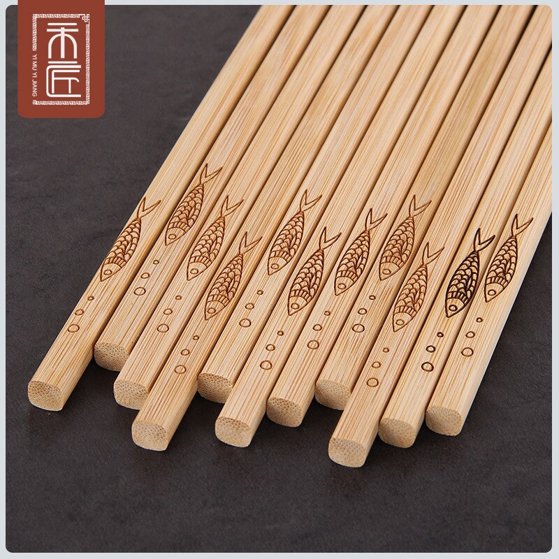 5 Pairs Natural Bamboo Wood Chopsticks Fish Healthy Chinese Reusable Kitchen Sushi Food Stick Tableware Sushi Chopstick