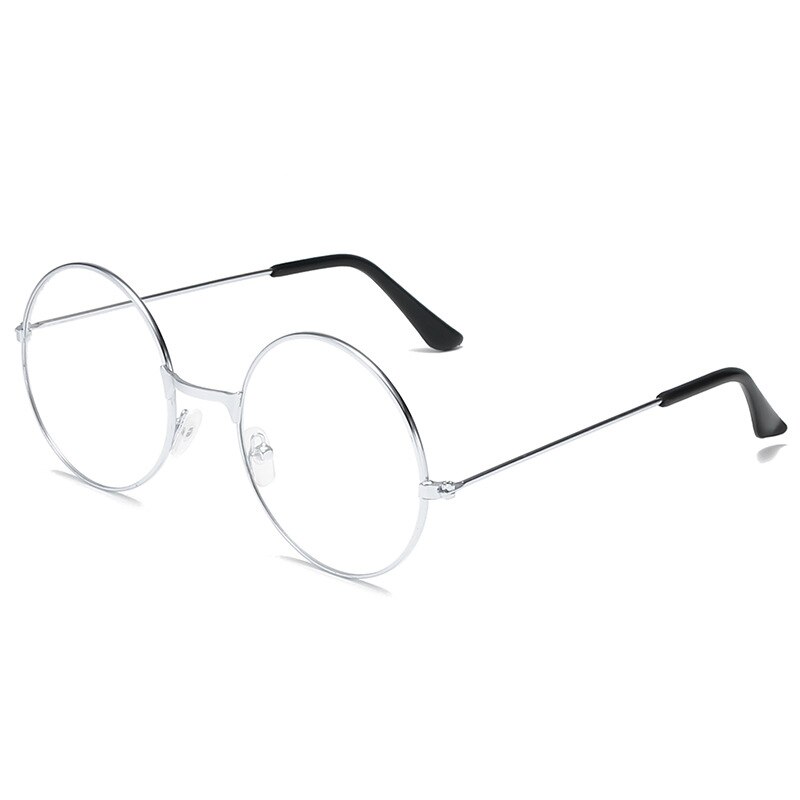 Monture de lunettes rondes en métal Vintage pour femmes et hommes, montures pour lunettes optiques, couleur or/noir/argent, accessoires lunettes: 1-Silver