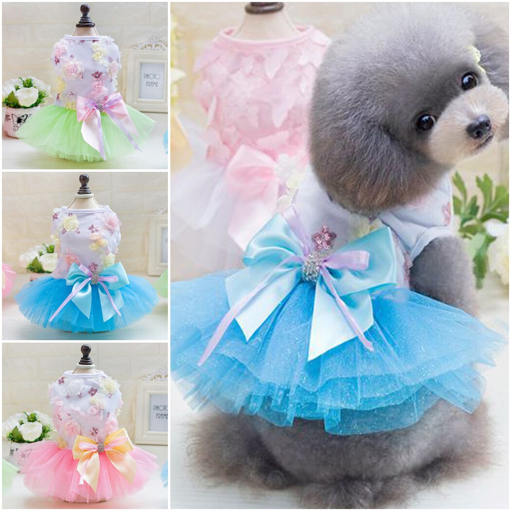 Summer Dog Dress Tutu Dress Pet Dog Clothes for Small Dog Wedding Dress Skirt Puppy Clothing Spring Pet Clothes Chihuahua Yorkie