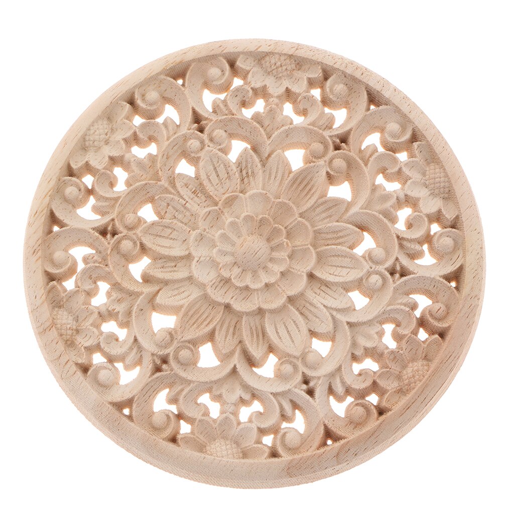 1Pcs Wooden Flower Corner Onlay Applique Frame, Home Furnishing Lintel, Unfinished Woodcrafts, Wall Decor