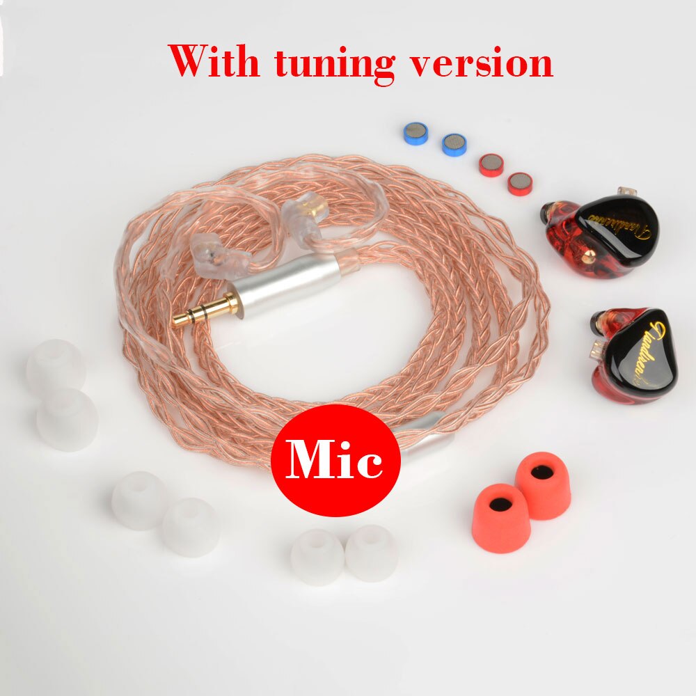 avec Tuning bouche HIFI écouteurs IEM 0.78 résine écouteurs dynamique casque DJ scène Sports monocristallin cuivre mise à niveau câble: Tuning and mic