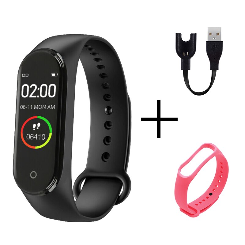 M4 Smart Armband Gesundheit Smart Band Herz Rate Blutdruck Monitor Fitness Tracker Sport Uhr Bluetooth für Android IOS: Black Pink