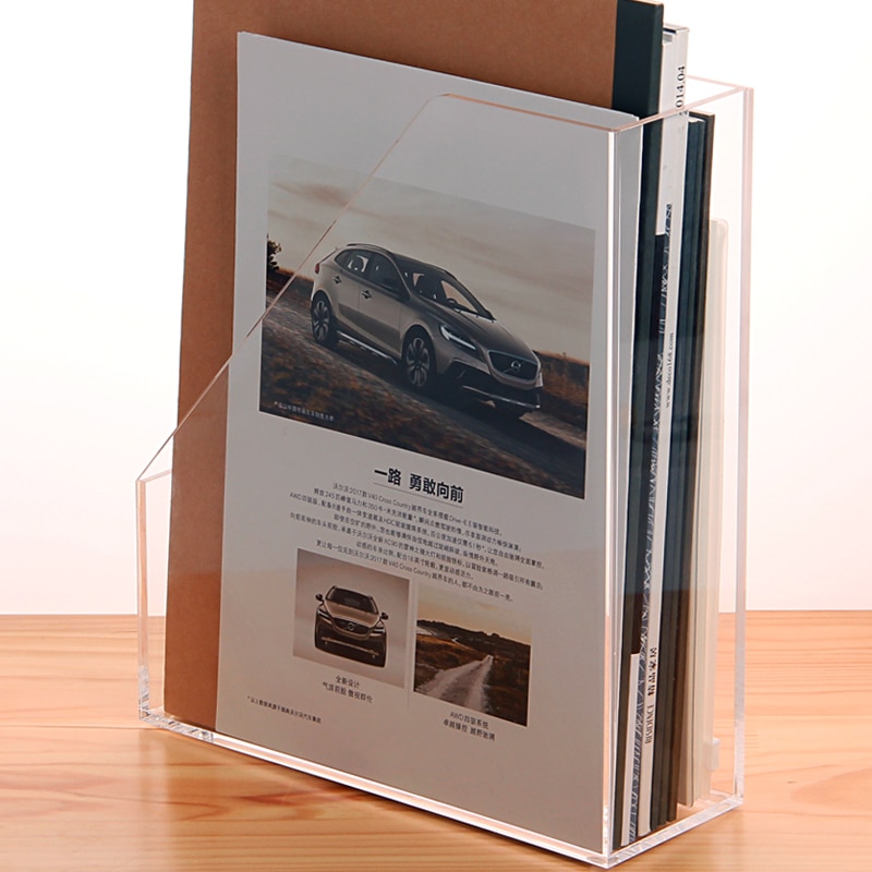 Acrylic transparent A5 single file holder desktop magazine organizer book container