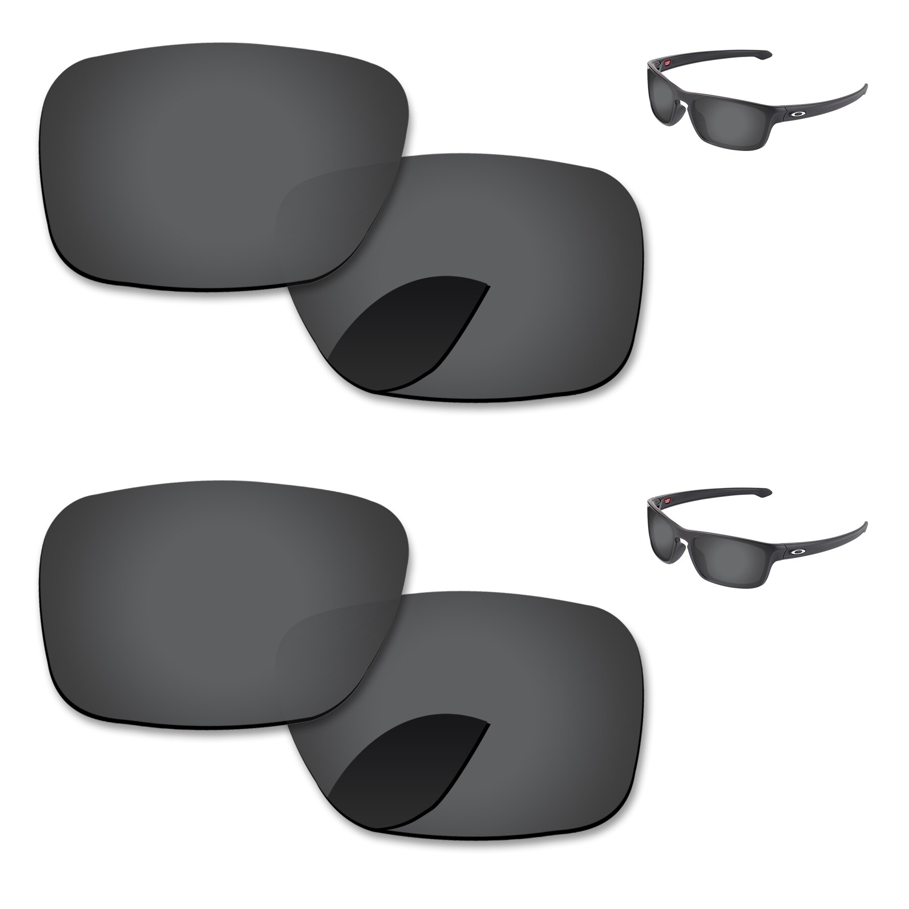 Alphax Ersatz Linsen für-Oakley Splitter Stealth OO9408 Sonnenbrille Polarisierte-Mehrere Optionen: 2 Pairs-Black-Black