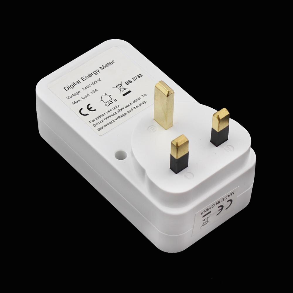 Digital Energy Meter Socket Plug-in Electric Power watt Meter Energy tester Monitor checker LCD Display UK Plug 240V-50Hz 13A