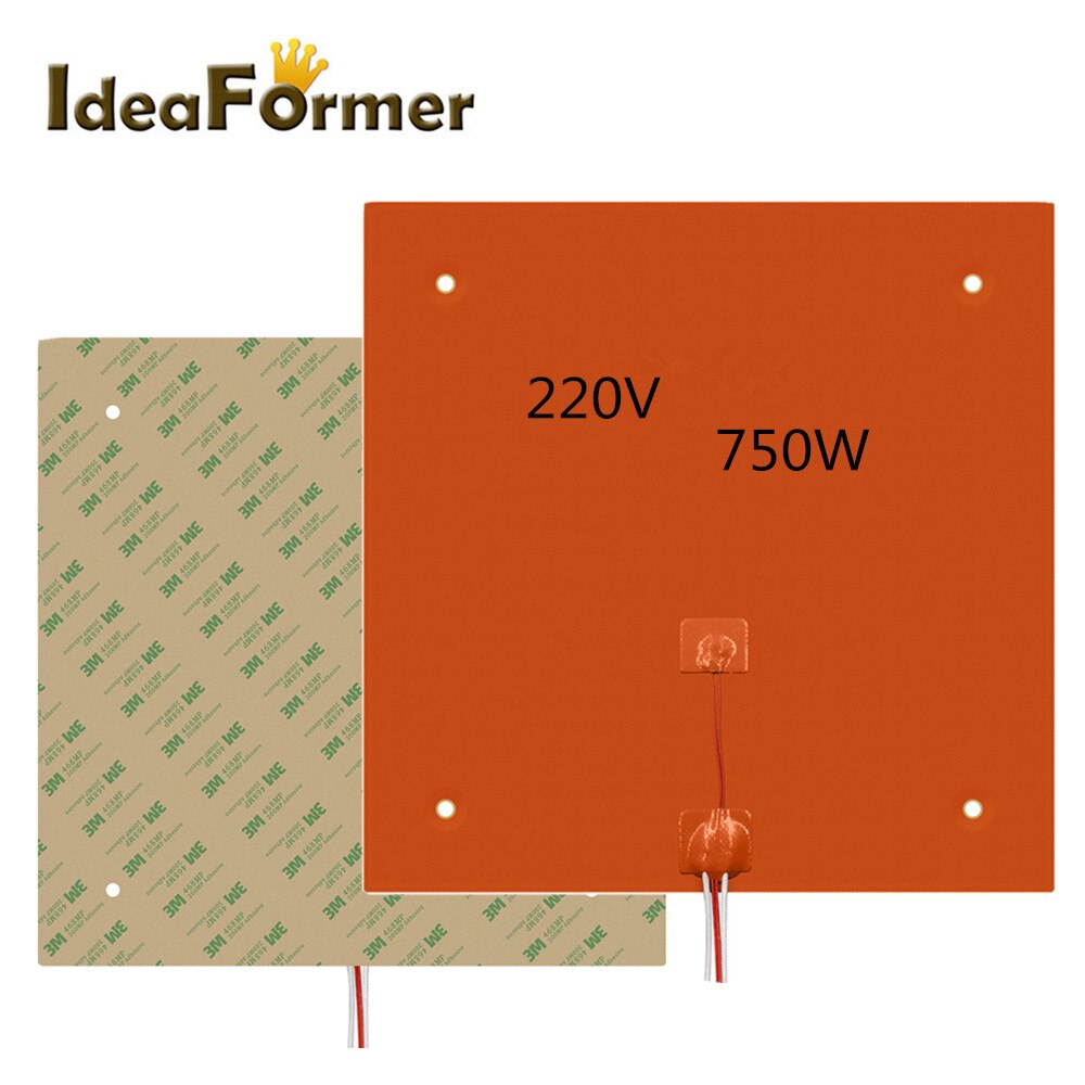 Cama quente da almofada de aquecimento do silicone da impressora 3d 310x310mm 220v 750w para as peças do calefator da cópia da placa da almofada do calefator de creality CR-10 10s pro.