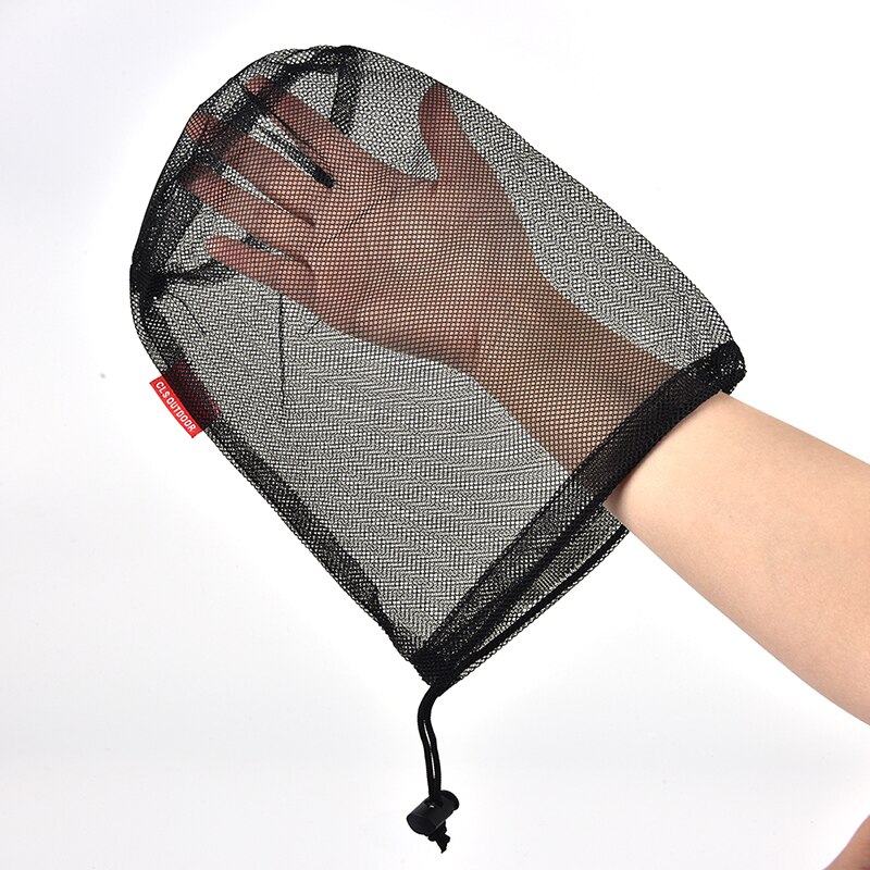 Slidstærk nylon mesh snorepose til bestik flaske gryde pande kedel mesh opbevaring dinty taske rejse ting sæk: L