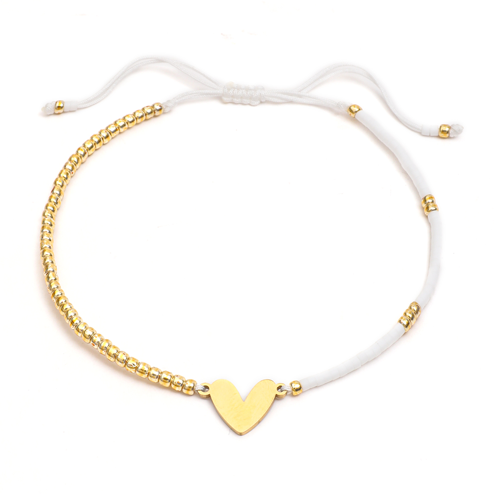 ZMZY, nueva pulsera clásica de corazón para mujer, cuentas simples de semillas Miyuki, pulseras de cuerda coloridas para mujer, de joyería: Rojo óxido