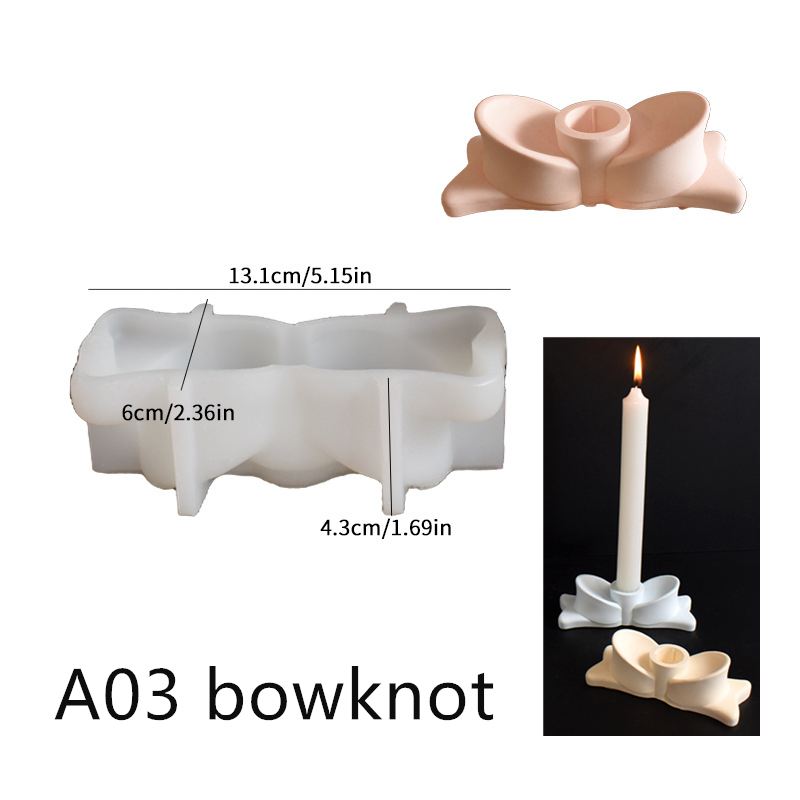 Candelabro con lazo, moldes de cemento y hormigón, portavelas para boda, Día de San Valentín, molde de yeso, artesanal, Molde de resina Epoxy: Caqui oscuro