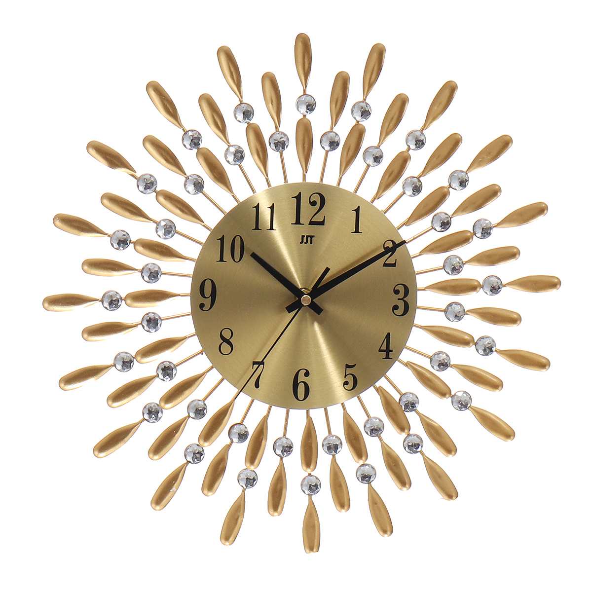 38cm Aluminum Iron Wall Clock Hanging Silent Quartz Wall Clocks Horologe Timer Living Room Home Decor Battery Powered Watch: Gold