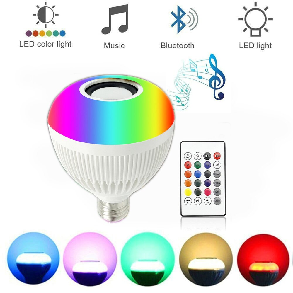 Dimbare 220 V E27 Led-lampen Draadloze Bluetooth Speaker Lichten 16 Licht Kleur Veranderende Smart Led Lamp met Afstandsbediening controle