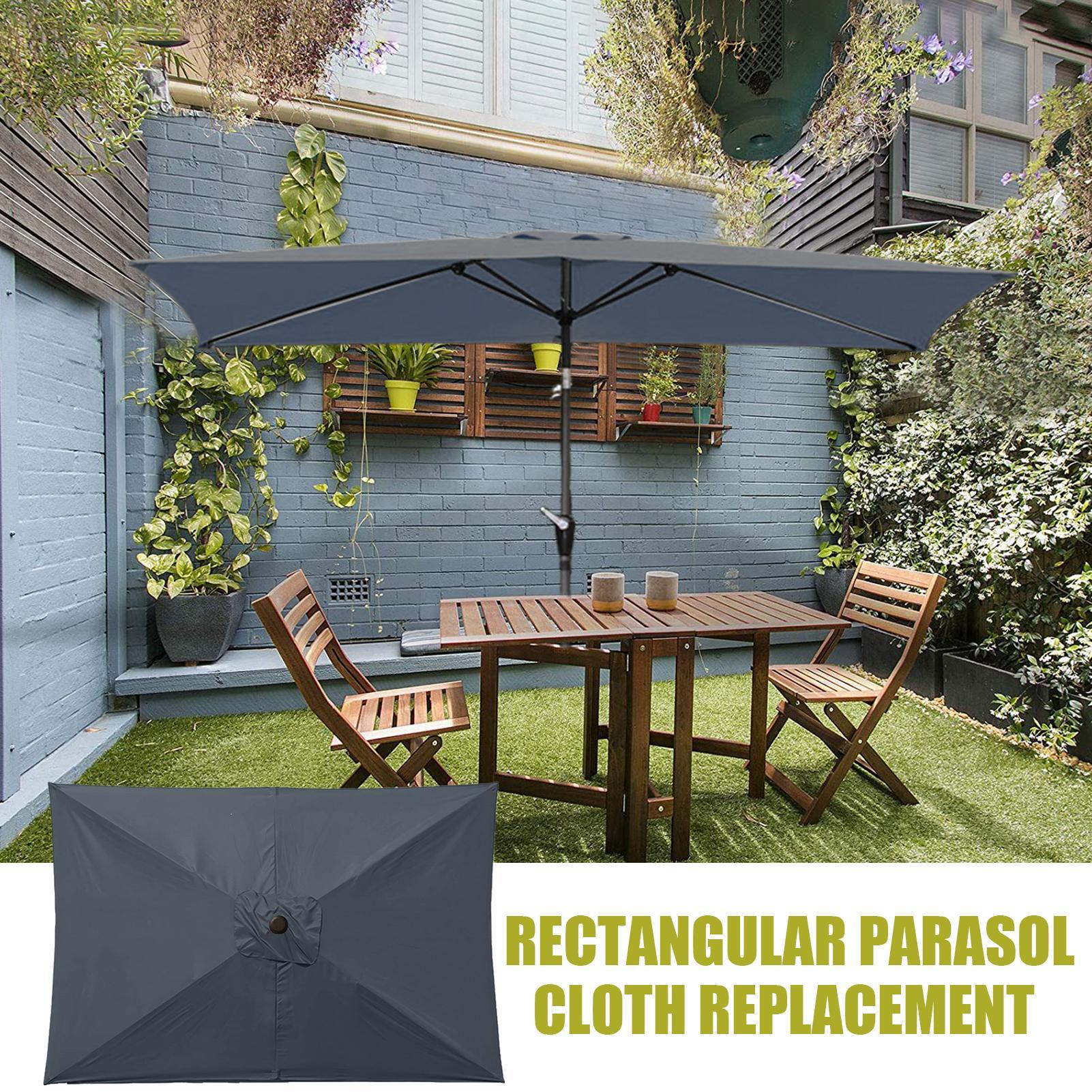 Auvent de parapluie 6,6 x 10 pieds, Parasol rectangulaire de remplacement en tissu, Protection UV, Parasol pour balcon extérieur décalé, pique-nique