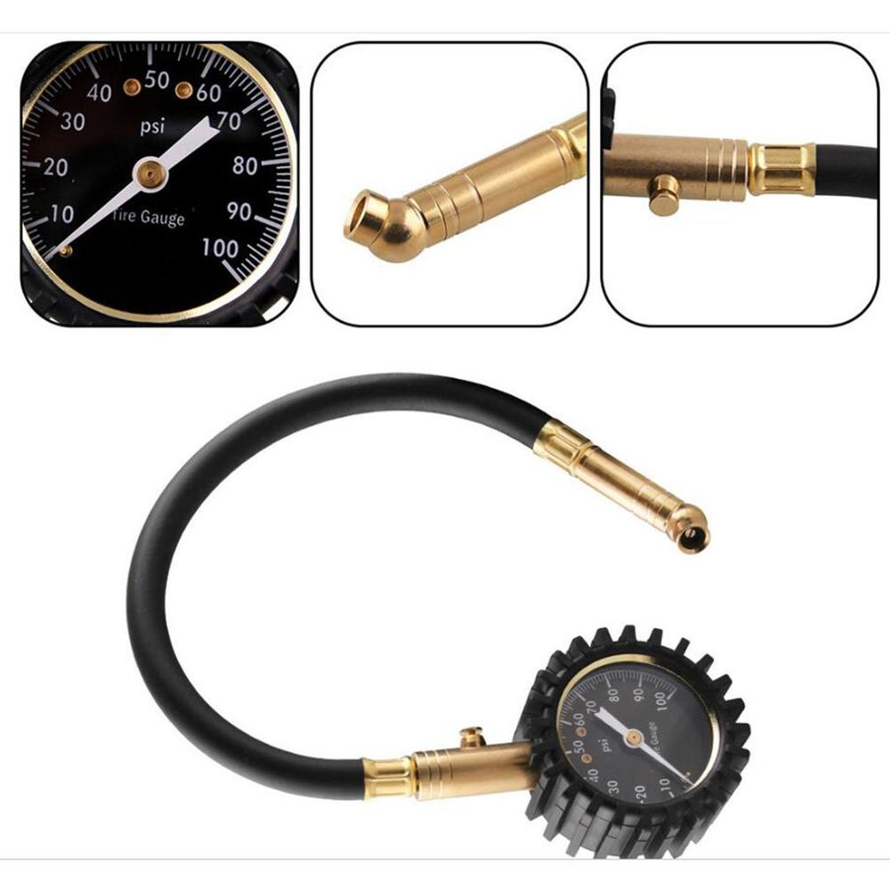 Tire Pressure Gauge Heavy Duty Tire Gauge Vehicles Universal Copper Valve Rubber Tube Tire Manometer Monitoring