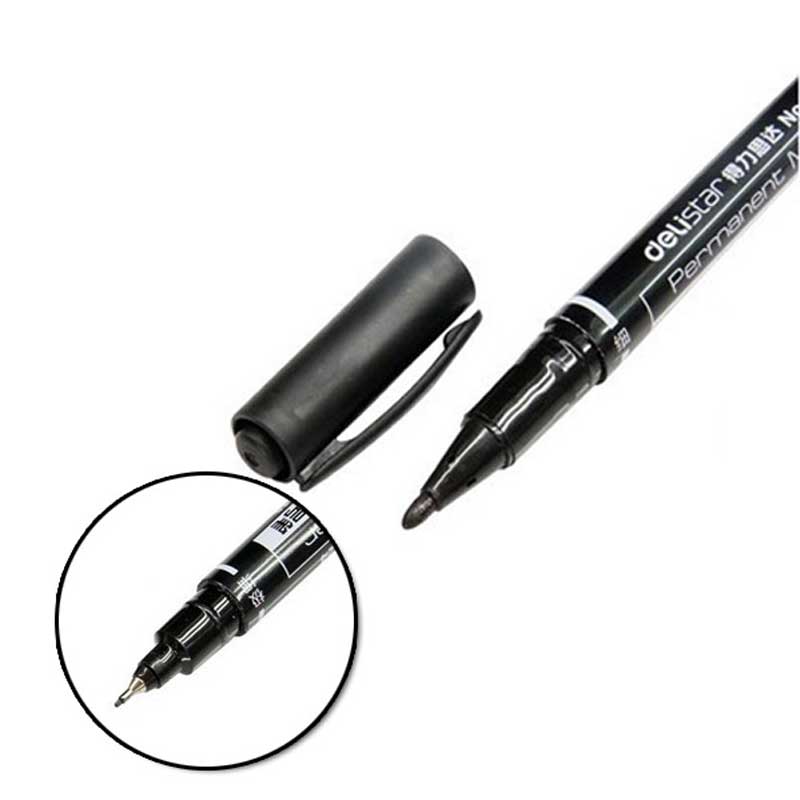 3 unids/set marcador permanente de doble punta negro/azul/rojo rotulador de punta fina impermeable para escuela suministros de oficina papelería para estudiantes