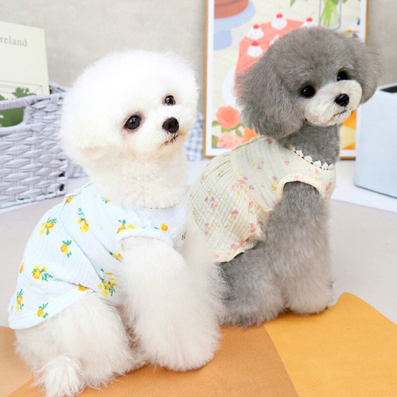 Vestido para perro, prenda para cachorro, vestido de princesa para Chihuahua, ropa con estampado de flores, falda pequeña Floral para perro