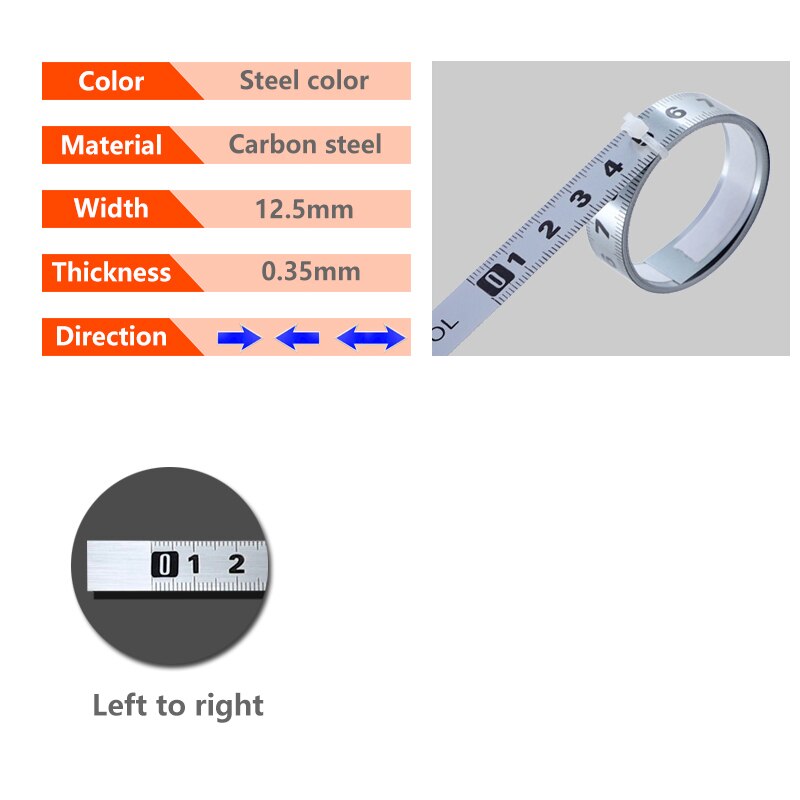 Cinta métrica t-track herramienta autoadhesiva para carpintería regla métrica de 12.5/16/19MM de ancho para enrutador de inglete medición de sierra de mesa
