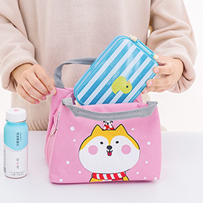 Cute Cartoon Lunch Bags Children Waterproof Cooler Bag Kids Foods Heat Preservation Tote Bag Girls Portable Bento Pouch