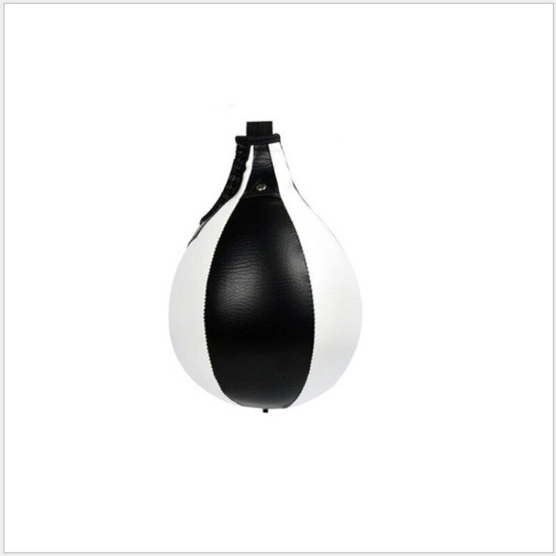 Ballon de boxe en forme de poire, élastique, gonflable, suspendu, pour entraînement à la boxe, sac de sable: Black and White
