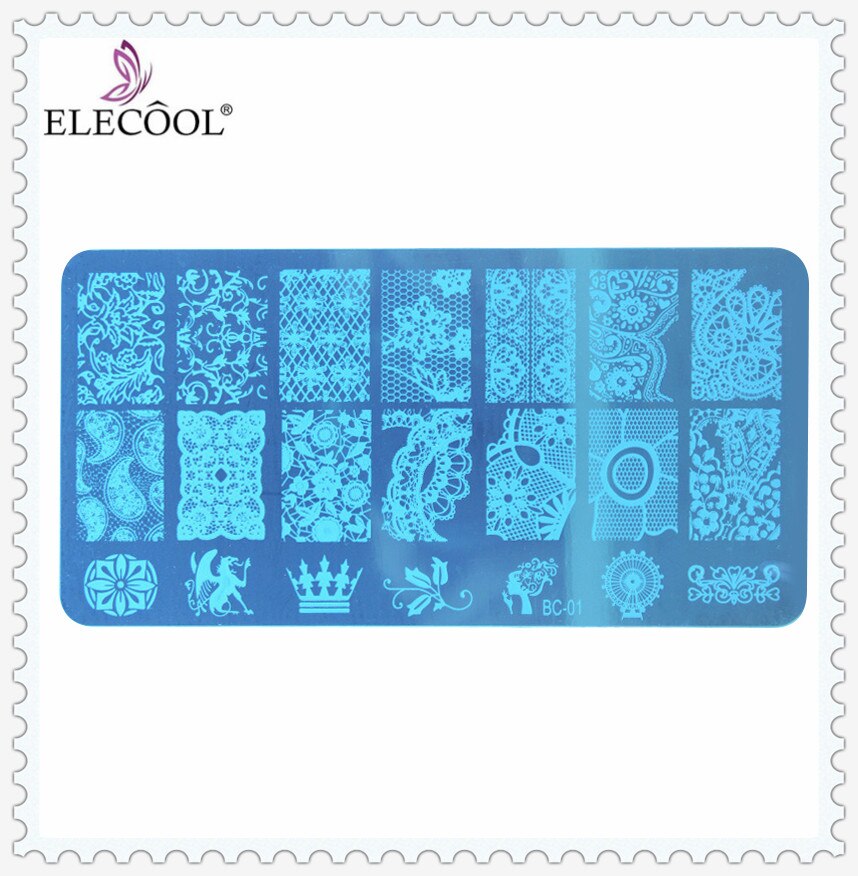 1 pièces Nail Art timbre estampage Image plaque ongles impression pochoir dentelle modèle bricolage bleu masque ongles impression Nail Art manucure outils: 01