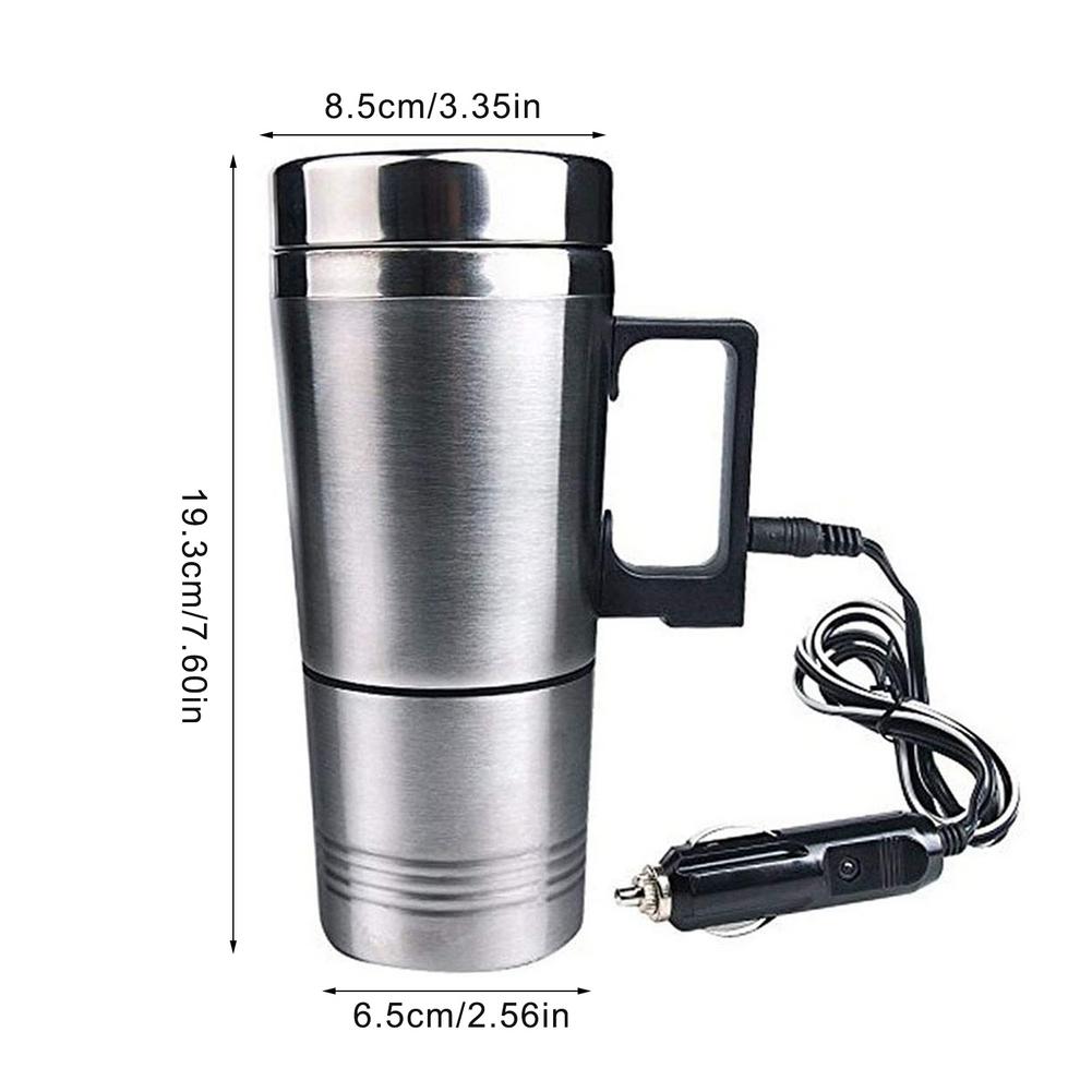 304 Car Heating Cup Stainless Steel Auto Water Heater Kettle Travel Coffee Tea Heated Mug Motor Cigarette Lighter Plug