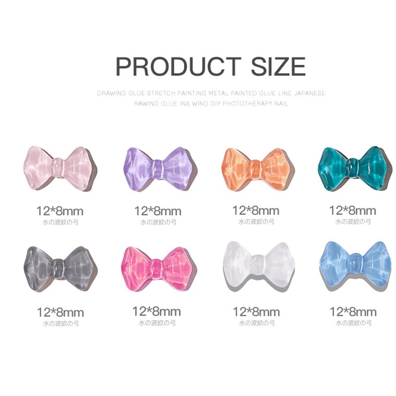 10 Uds. De lazos 3D para decoración de uñas, accesorios de manicura para manicura, adornos japoneses de colores, Semi transparentes