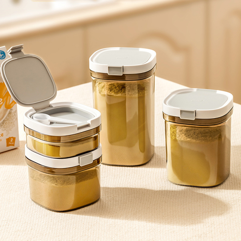 Récipient hermétique de stockage des aliments avec cuillère, pot de cuisine de 800/1300/1800 ml pour farine, sucre, café, sans BPA, empilable, facile à nettoyer