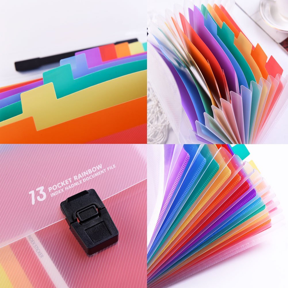 13 Zakken Plastic Uitbreiden Accordeon Mappen, Letter Size Portable Document Houder, A4 File Organizer