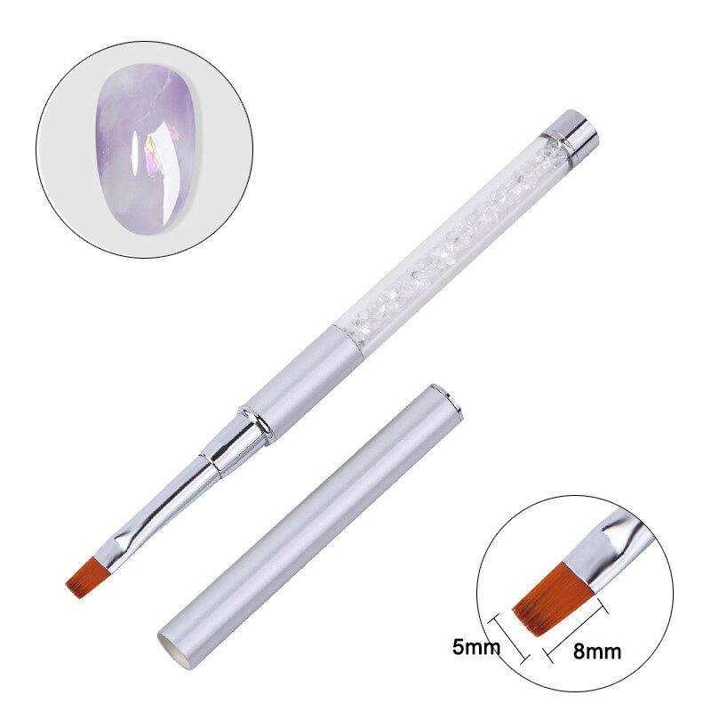 Spiker uv gel pensel liner penn krystall håndtak manikyr negler fransk Kunst akryl uv gel prikker penn forlengelse mann pensel verktøy: Hvit
