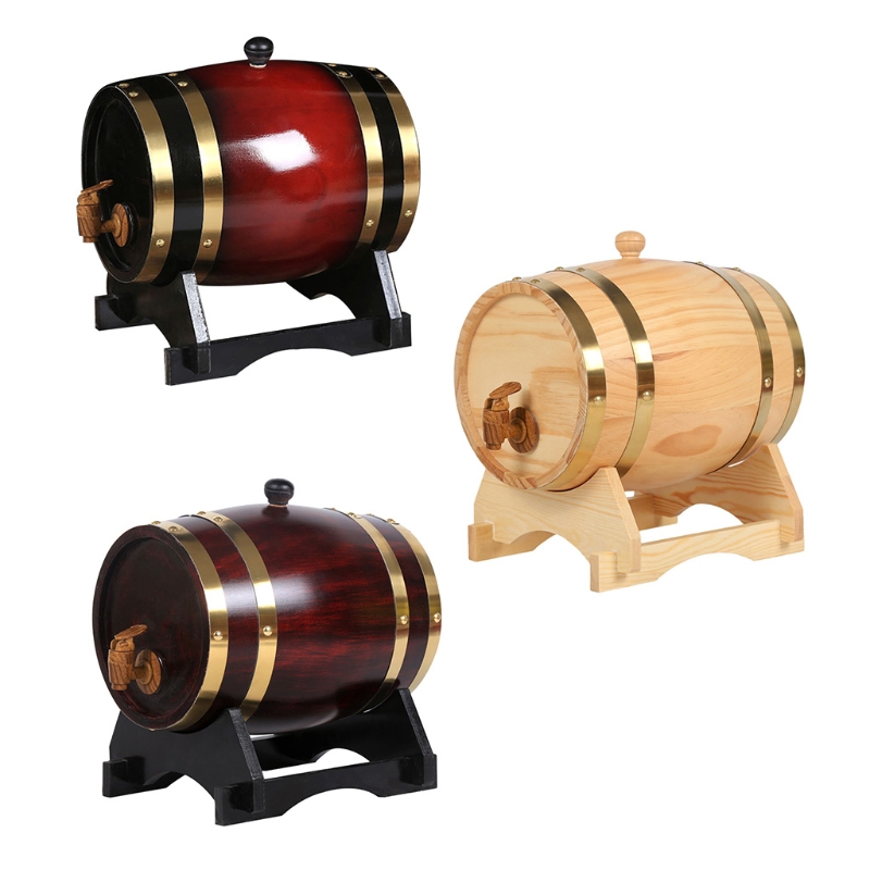 Wooden Wine Barrel Whisky Barrel Wooden Barrel Wedding Decoration Wheel Barrel for storing Red Wine and Whiskey