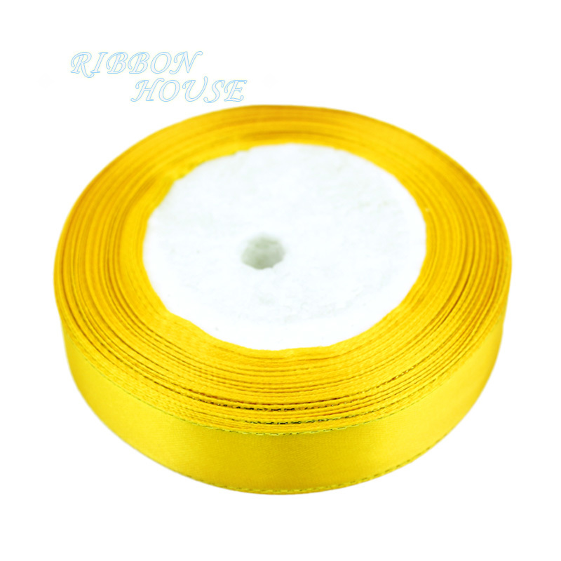 (25 Yards/rolle) 20mm Satin Band Gold Rand Verpackung Handmade DIY Band Rolle: Orange Yellow