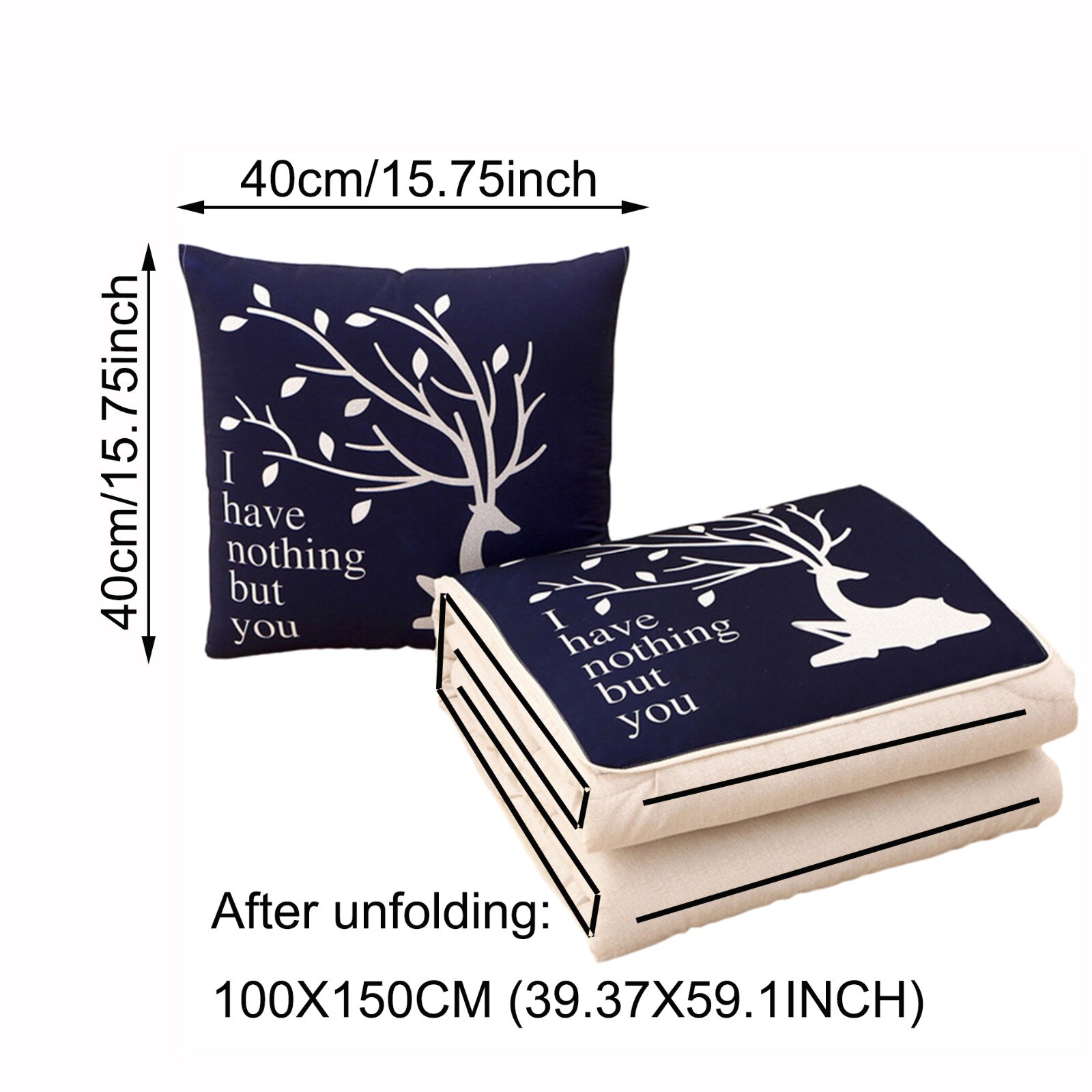 1 Piece Warm Blanket Cushion Throw Pillow Foldable Quilt for Airplane Travel Sofa Car Lumbar Support Lunch Quilt Home Decoration