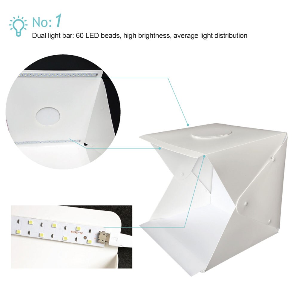 Mini draagbare dslr camera studio box sieraden fotografie tent tafelblad opname led licht verwijderbare schietgat opvouwbare behuizing