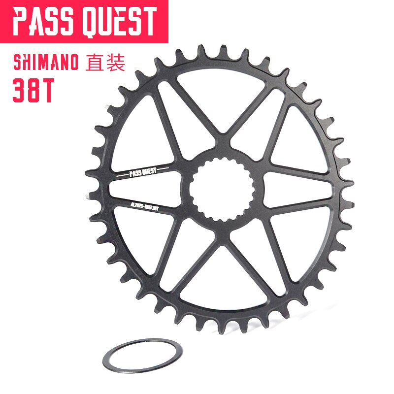 PASS QUEST oval bike Chainring 30/32/34/36/38/40T MTB Narrow Wide Bicycle Chainwheel for deore xt M7100 M8100 M9100 12S Crankset: oval 38T black