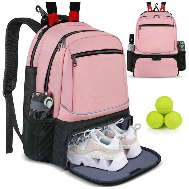 Professioneller Tennis-Rucksack, großes Fassungsvermögen, Sportschläger-Pack für 1–2 Tennisschläger, Outdoor-Badmintontasche mit Schuhfach: Himmel Blau