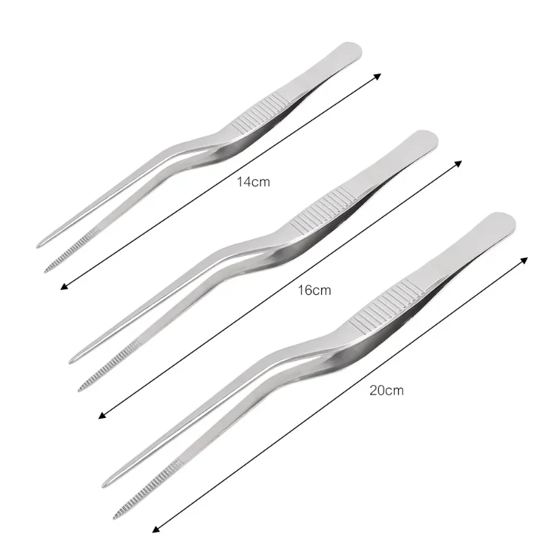 Pince à épiler de cuisine en acier inoxydable, ustensile de barbecue, pince à nourriture, pince de chef de bar, portable pour pique-nique, cuisson, 3 pièces, 1 pièce