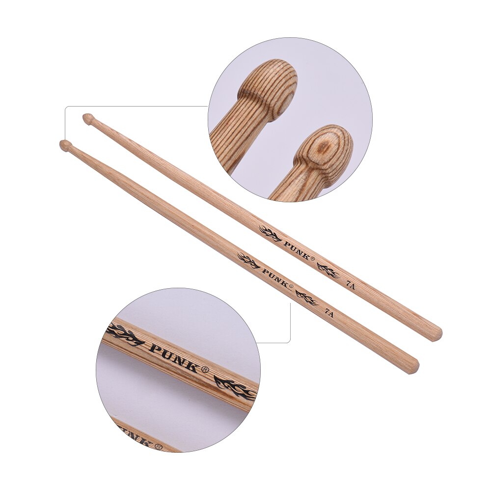 One Pair of 7A Wooden Drumsticks Drum Sticks Ash Wood Drum Set Accessories