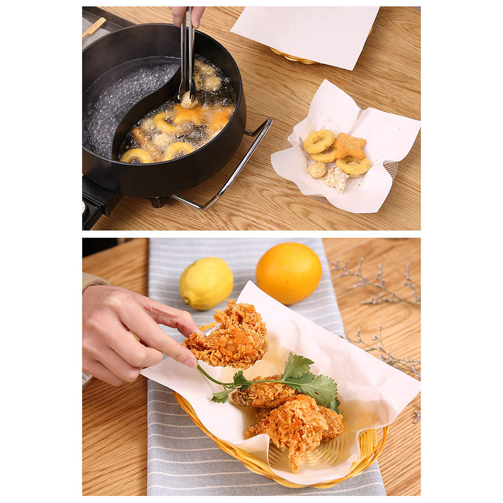 Tempura-papel absorbente de aceite para cocina, Hoja para escurrir alimentos fritos, a prueba de grasa, 50 hojas por bolsa