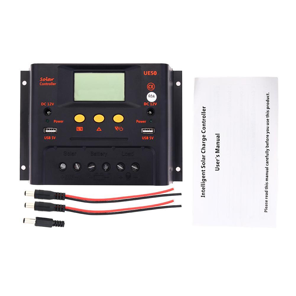 Lcd 30/50/60A Pwm Zonnepaneel Regulator Laadregelaar 12/24/48 Vdual Usb Thuis zonne-energie Solar Apparatuur