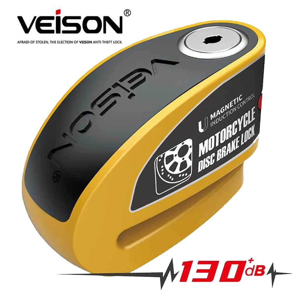 Cykellås anti-skivbromslås vattentätt motorcykel skoterlås 130db larm stöldskyddslås flerfärgat: Röd