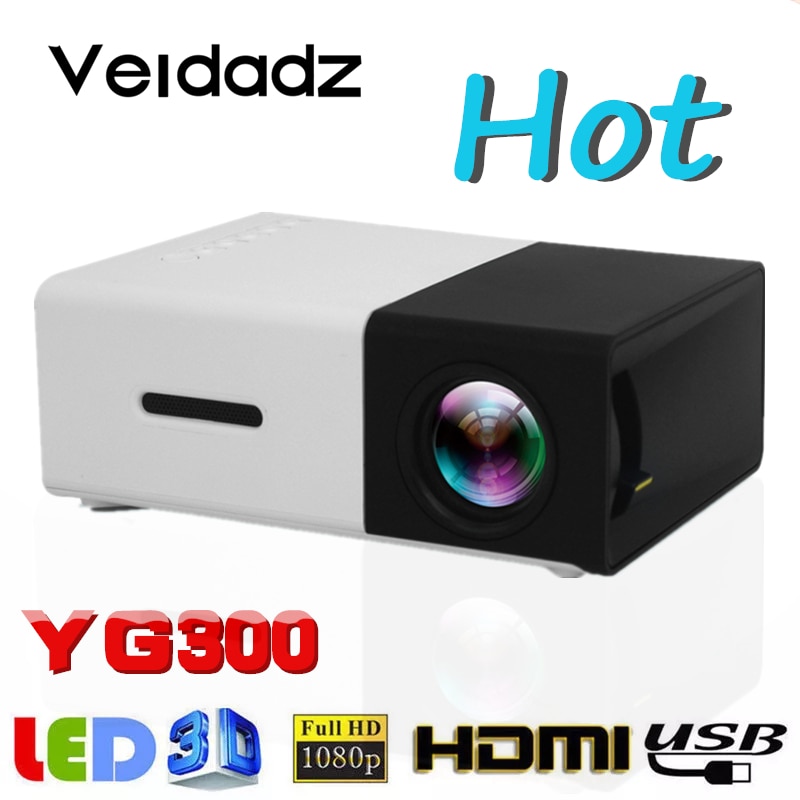 VEIDADZ-miniproyector LED YG300, compatible con reproducción de 1080P, 320x240 píxeles, portátil, reproductor de altavoz incorporado