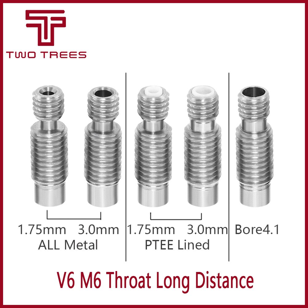 5pc 3d printer nozzle keel, geheel van metaal of buis  or 4.1mm doorlopende gaten voor 3d v6 1.75mm 3mm extruder uiteinde j-kop