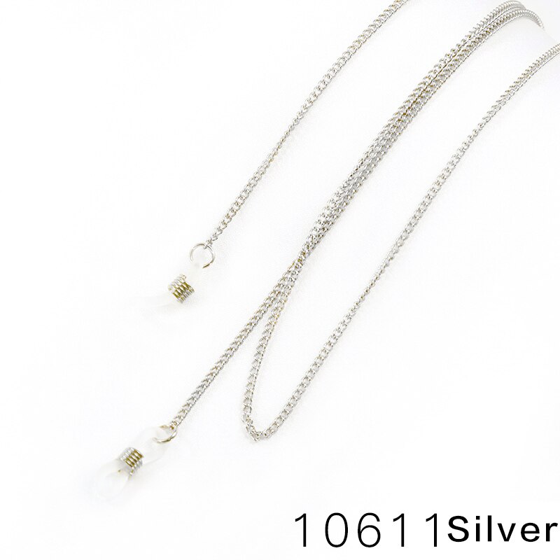 Zonnebril ketting metalen koorden casual parel kralen geometrische bril ketting voor mannen vrouwen gouden ketting: 10611 zilver