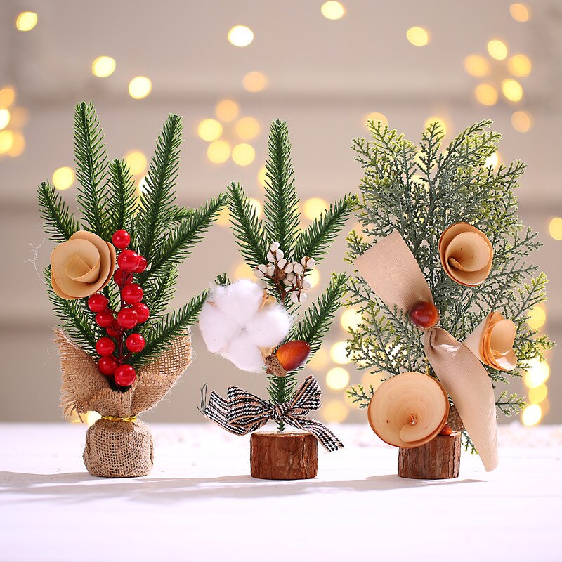 25CM Miniature Christmas Tree Decorations Desktop Atmosphere Layout Simulation Festive Family Decor Simulation Christmas Tree
