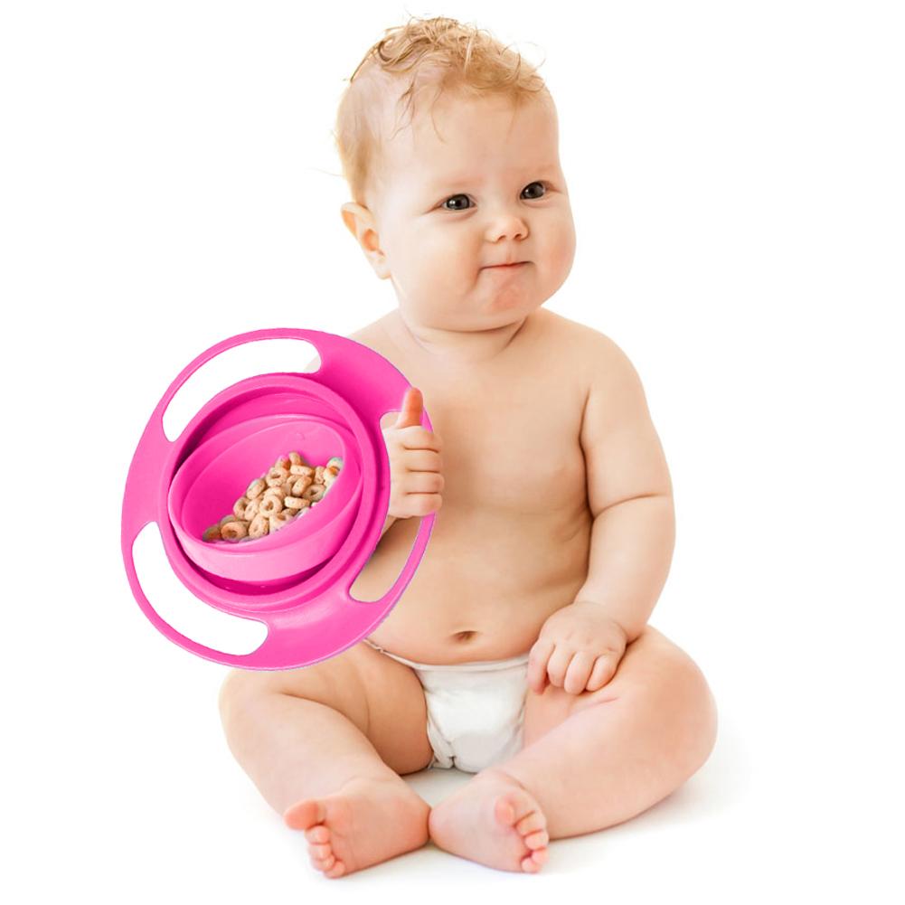 Baby fodringsskål sød baby gyro skål universal 360 roter spildsikker skål