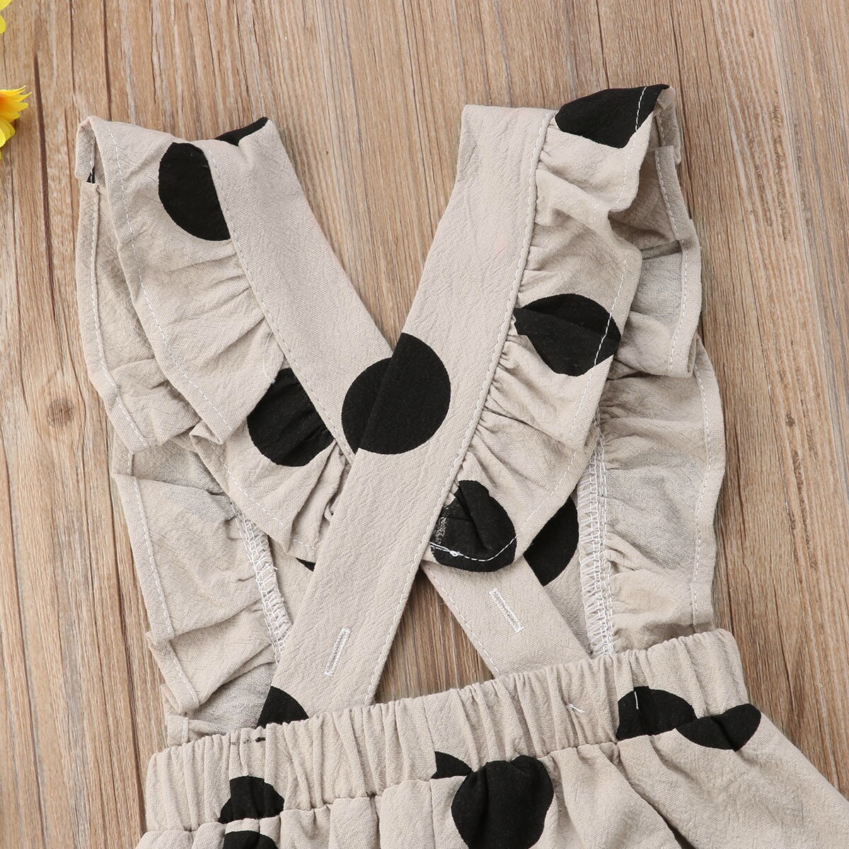 Kinderen baby meisjes denim overall ruches romper stippen denim jumpsuit broek outfit zomerkleding