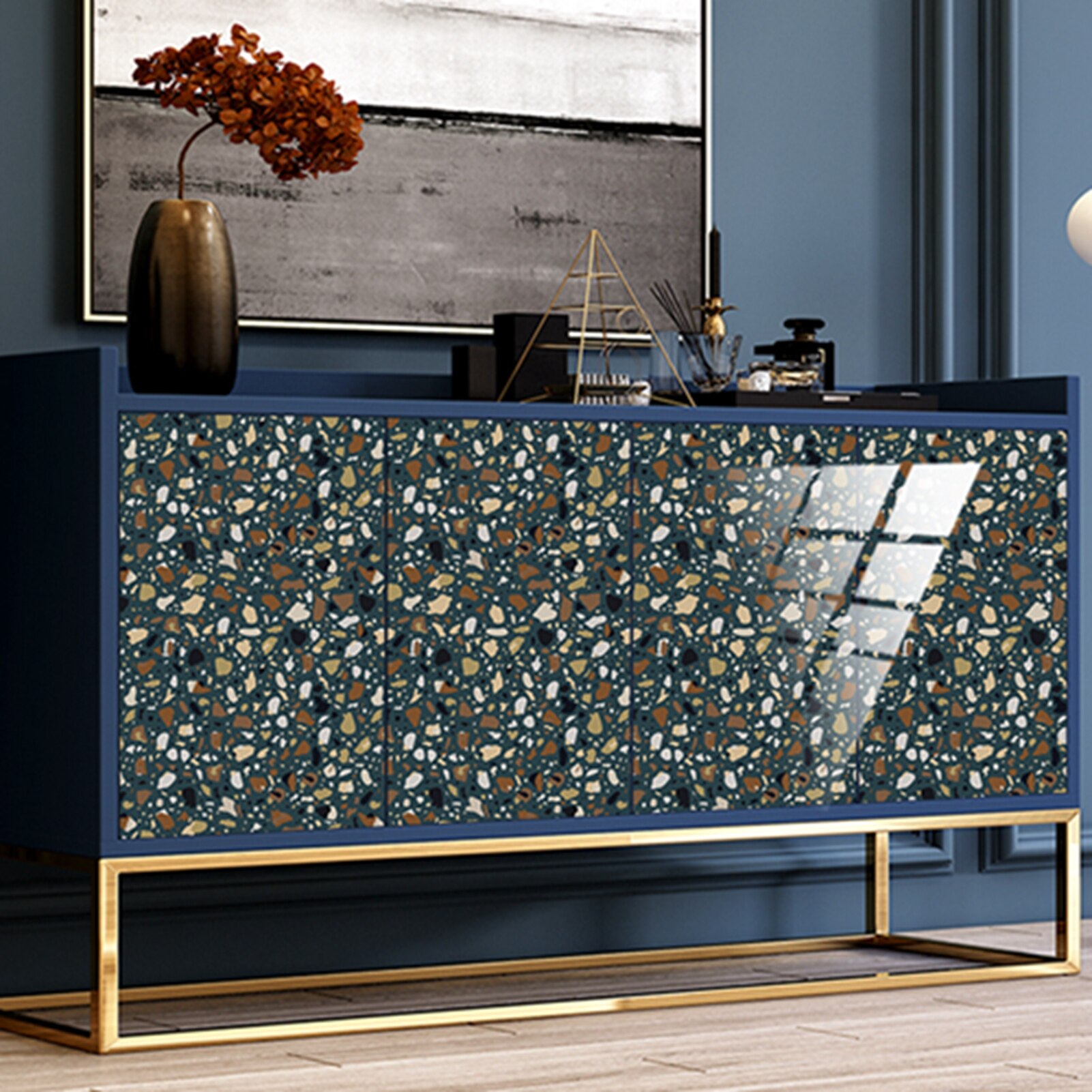 10 stuks terrazzo diy waterdichte zelfklevende tegelstickers kristalfolie