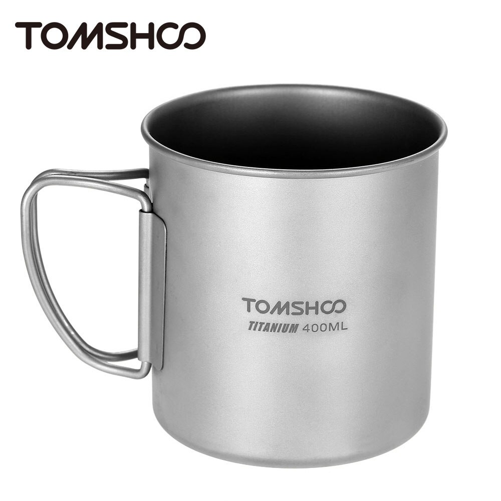 TOMSHOO di Titanio di Campeggio Tazza di Tazza di 300/400/420ml Tazza di Acqua Tazza di picnic Tavola di Calore-Resistente di Acqua tazza con il Sacchetto Esterno Pentolame e Utensili per cucinare: 400ml