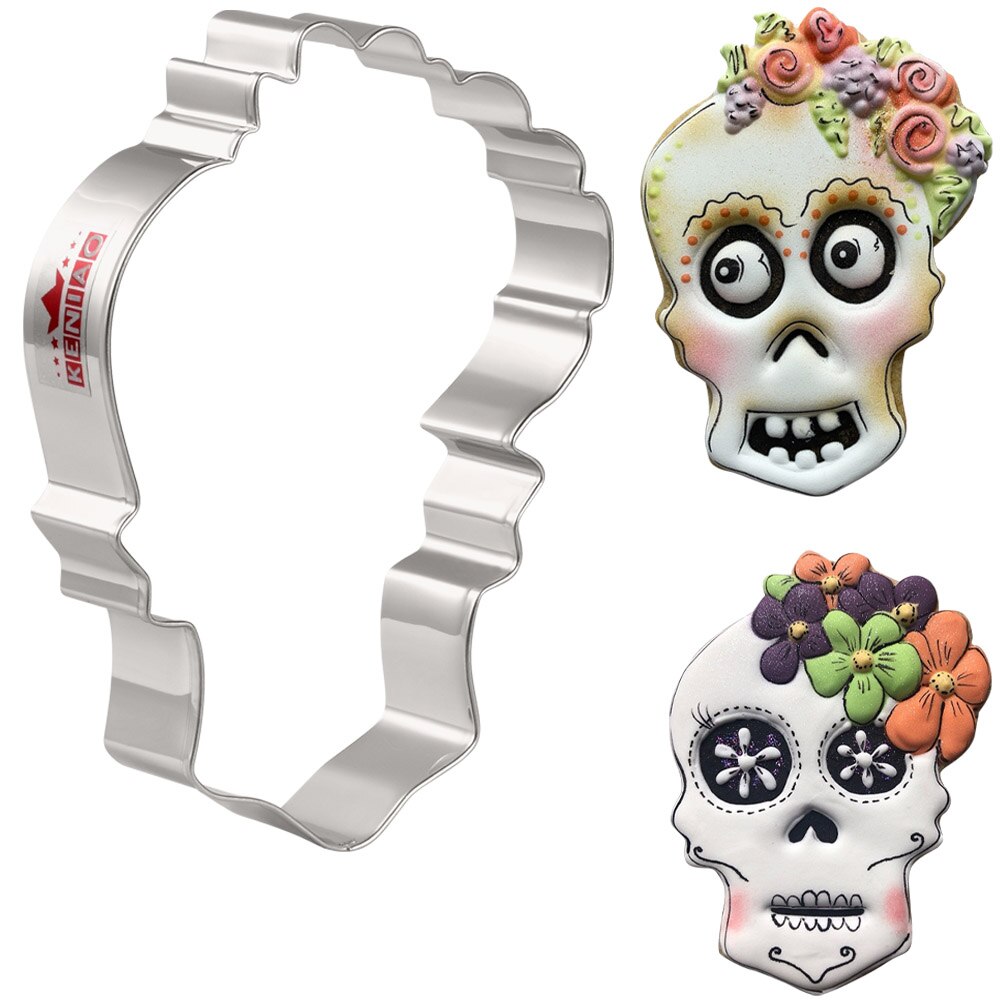 KENIAO-calavera de Halloween con cortador de galletas de flores, molde para sándwich de pan Fondant de acero inoxidable, 11,8X8,6 CM, por Janka